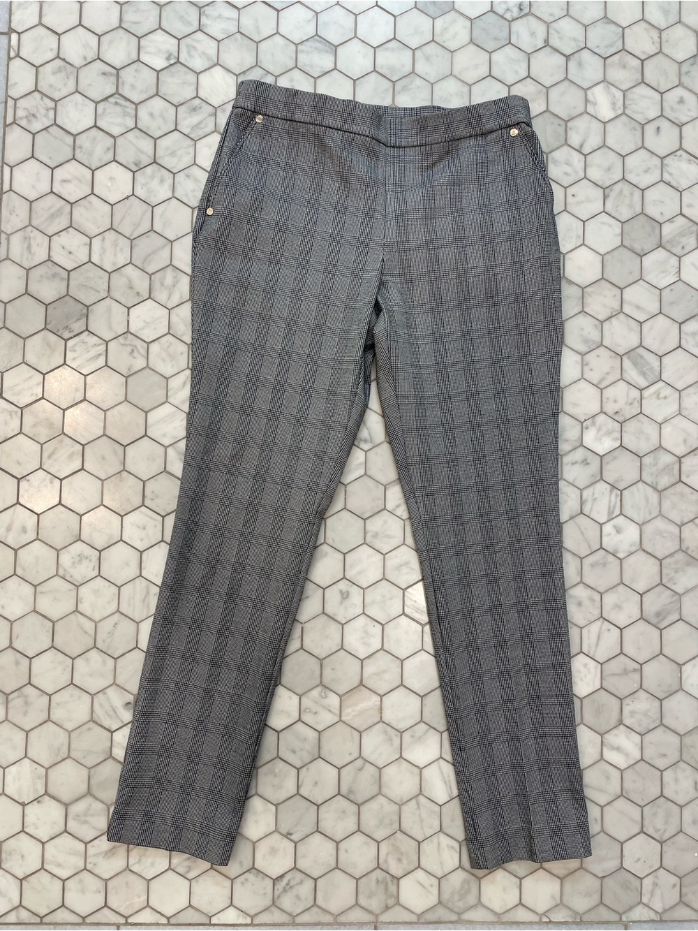Anne Klein Grey Plaid Slim Dress Pants